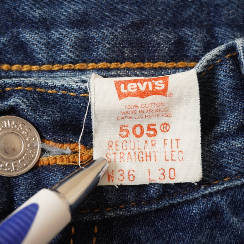 Vintage Levis 505 Jeans 36x30 Mens Blue Regular Fit Straight Leg Denim Dark - Picture 4 of 8